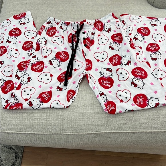 Hello Kitty Red and White Pajama Bottoms with Playful Print - Picture 2 of 6
